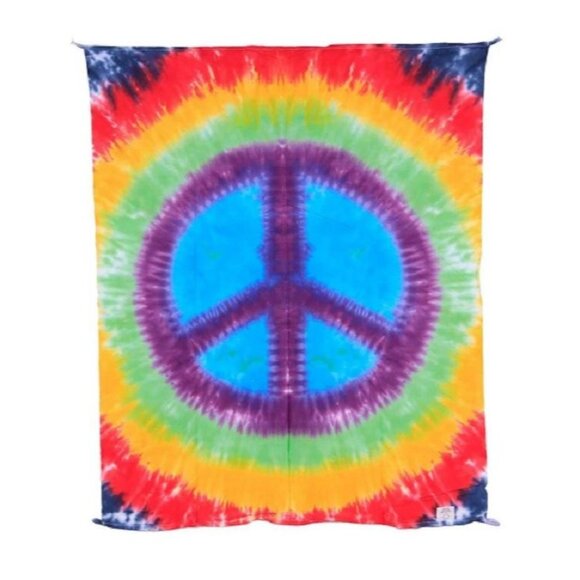 New Rainbow Mini Peace Sign Tie Dye Gift Tapestry 30x45 Dorm Room Hippie Poster - Picture 1 of 2